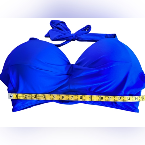 Plus size 18W Retro vintage style bikini top halter tie Royal blue NWT - Picture 3 of 3